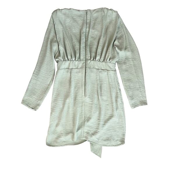 ASOS Design Women’s Green Plunge Mini Dress With Wrap Drape Skirt Size 10 - Picture 6 of 11